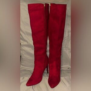Anne Michelle Red Knee-High Boots